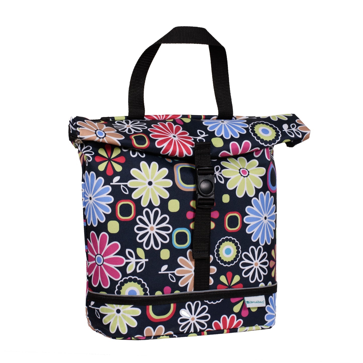 BikyBag Shopper - Bicycle Single Pannier Bag (Pink Daisy Flowers)