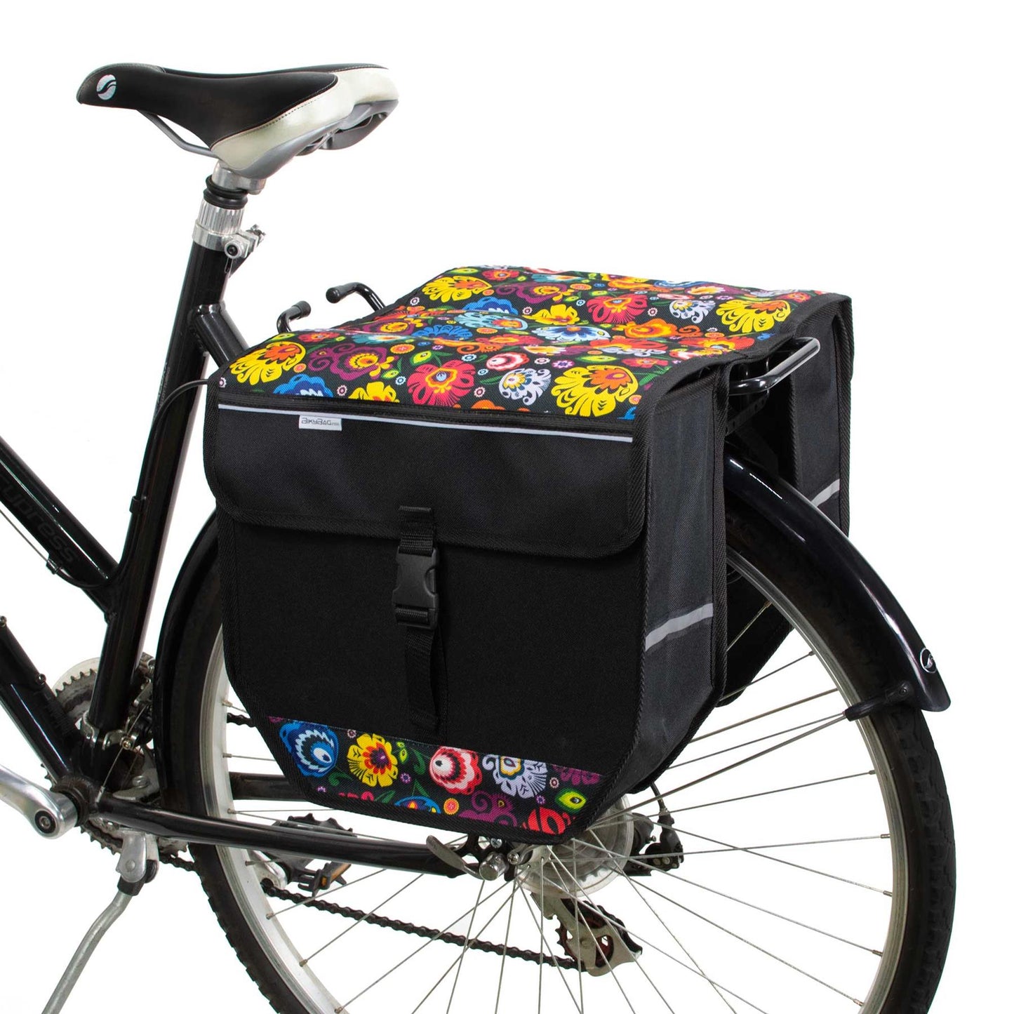 BikyBag Model T  - Bicycle Double Panniers (Folklore Flowers)