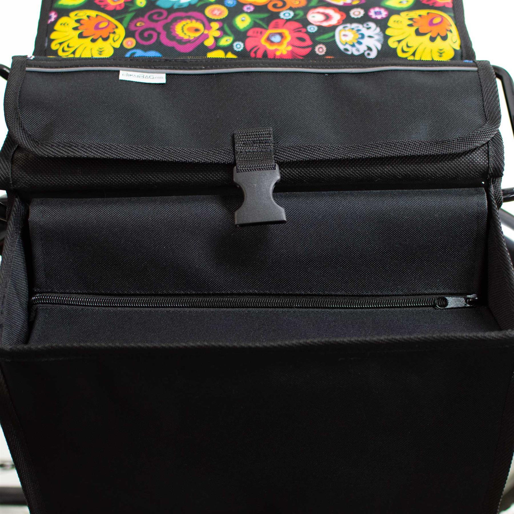 BikyBag Model T - Bicycle Double Pannier Bag (Folklore Flowers) - BikyBag