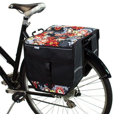 BikyBag Model T - Bicycle Double Pannier Bag (Red Meadow) - BikyBag