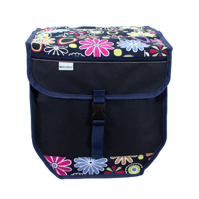 BikyBag Model T - Bicycle Double Pannier Bag (Pink Daisy) - BikyBag
