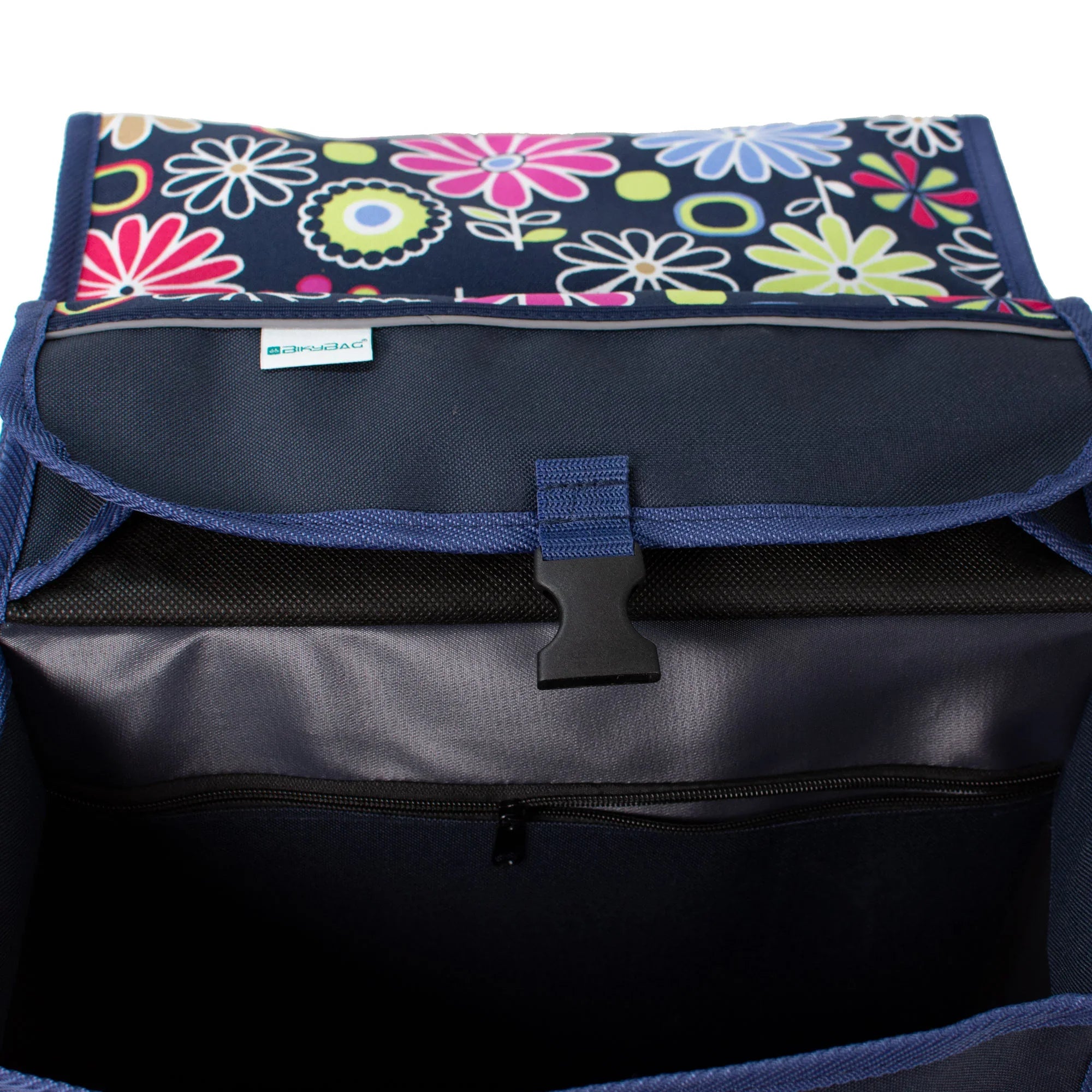 BikyBag Model T - Bicycle Double Pannier Bag (Pink Daisy) - BikyBag