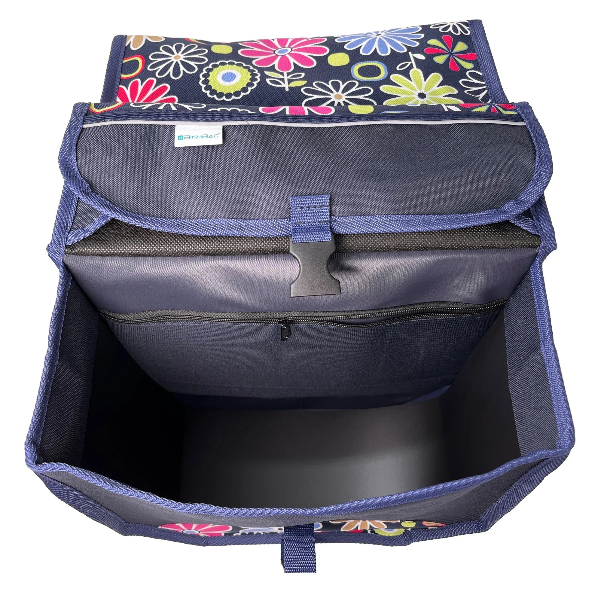 BikyBag Model T - Bicycle Double Pannier Bag (Pink Daisy) - BikyBag