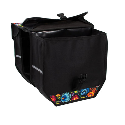 BikyBag Model T - Bicycle Double Pannier Bag (Folklore Flowers) - BikyBag