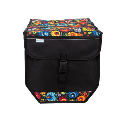 BikyBag Model T - Bicycle Double Pannier Bag (Folklore Flowers) - BikyBag