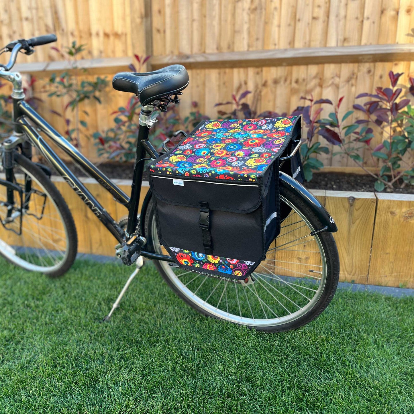 BikyBag Model T  - Bicycle Double Panniers (Folklore Flowers)