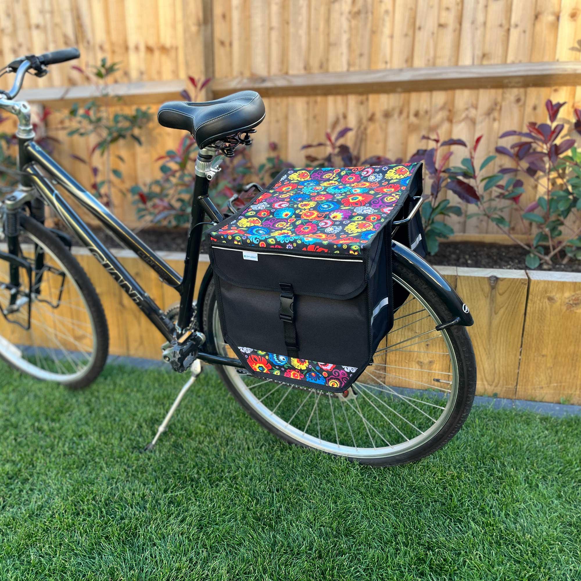 BikyBag Model T - Bicycle Double Pannier Bag (Folklore Flowers) - BikyBag