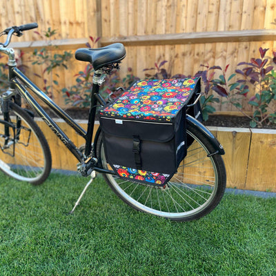 BikyBag Model T - Bicycle Double Pannier Bag (Folklore Flowers) - BikyBag