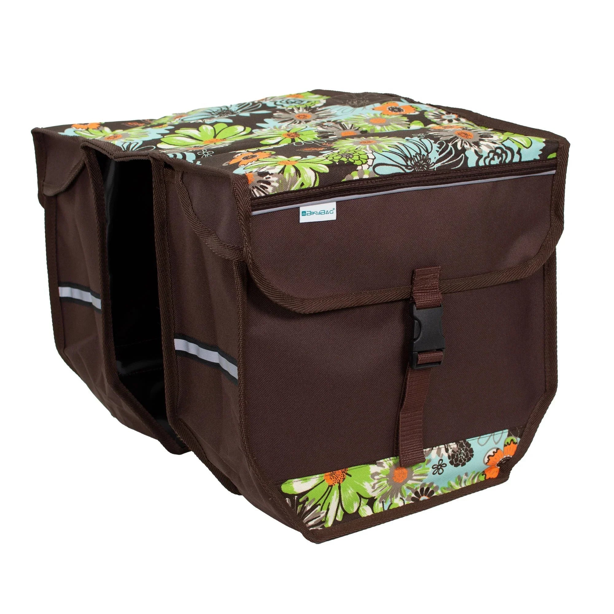 BikyBag Model T - Bicycle Double Pannier Bag (Green Meadow) - BikyBag