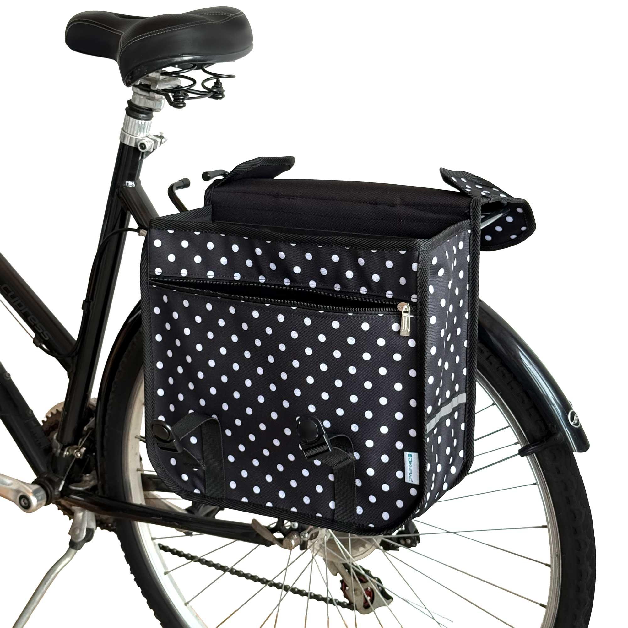 BikyBag Classic One - Single Pannier Bag (White Polka Dots) - BikyBag