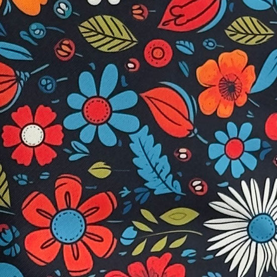 Colorful floral pattern on a dark background
