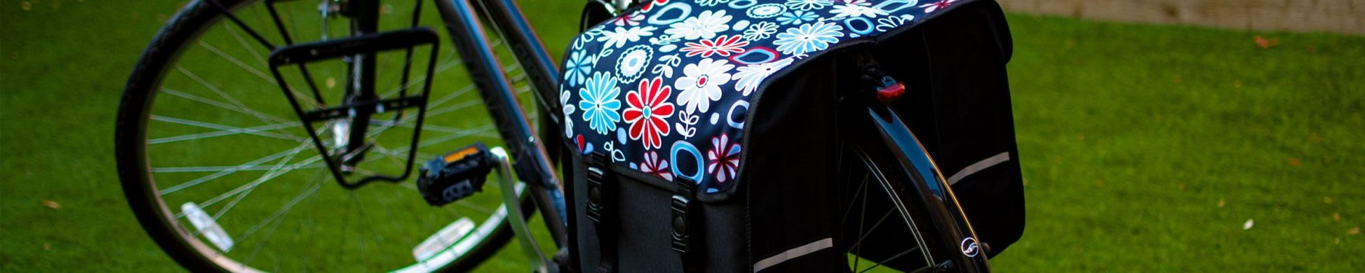 BikyBag Classic - Bicycle Double Pannier Bag (Daisy Flowers) - BikyBag