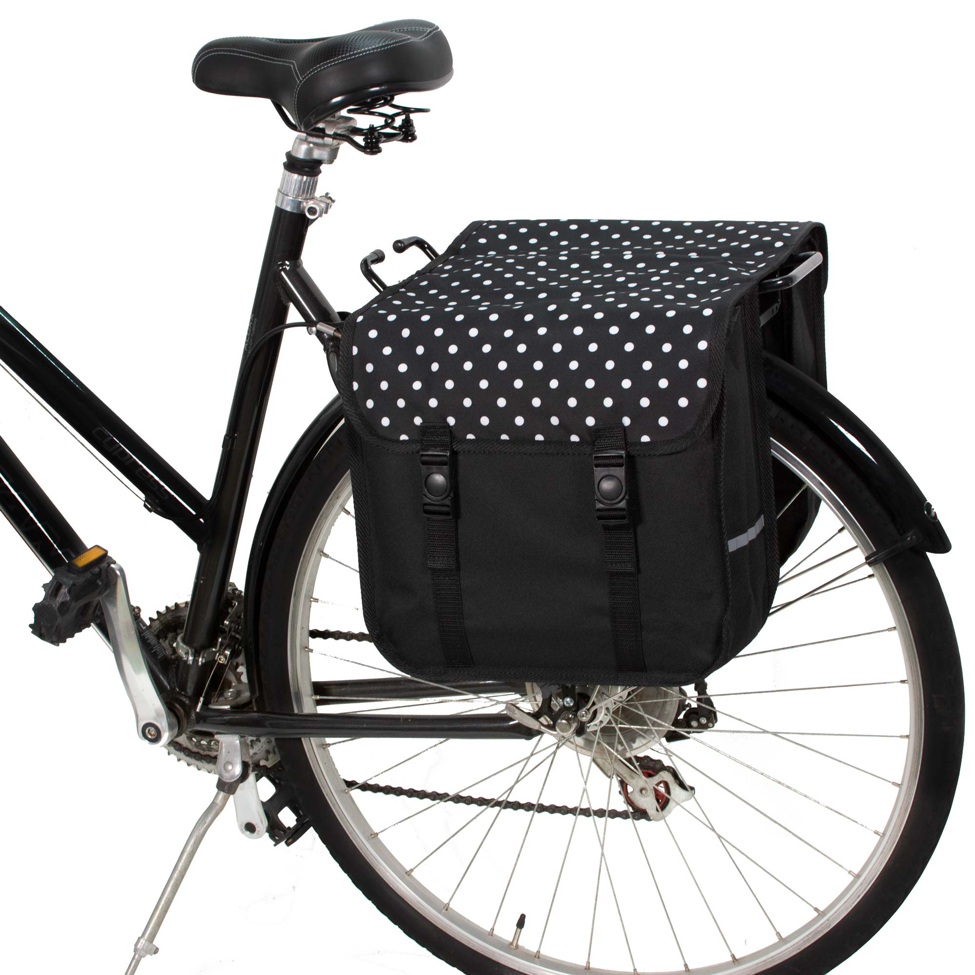 BikyBag Classic - Bicycle Double Pannier Bag (White Polka Dots) - BikyBag