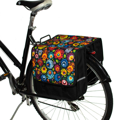 BikyBag Classic CL - Bicycle Double Pannier Bag (Folklore Flowers) - BikyBag