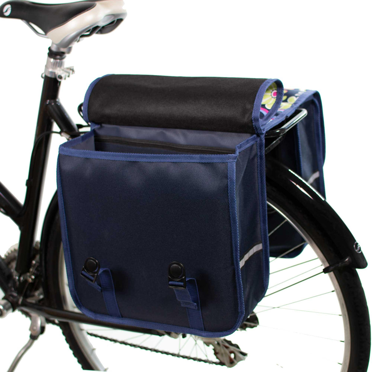 BikyBag Classic CL - Alforja doble para bicicleta (Margaritas rosas) - BikyBag