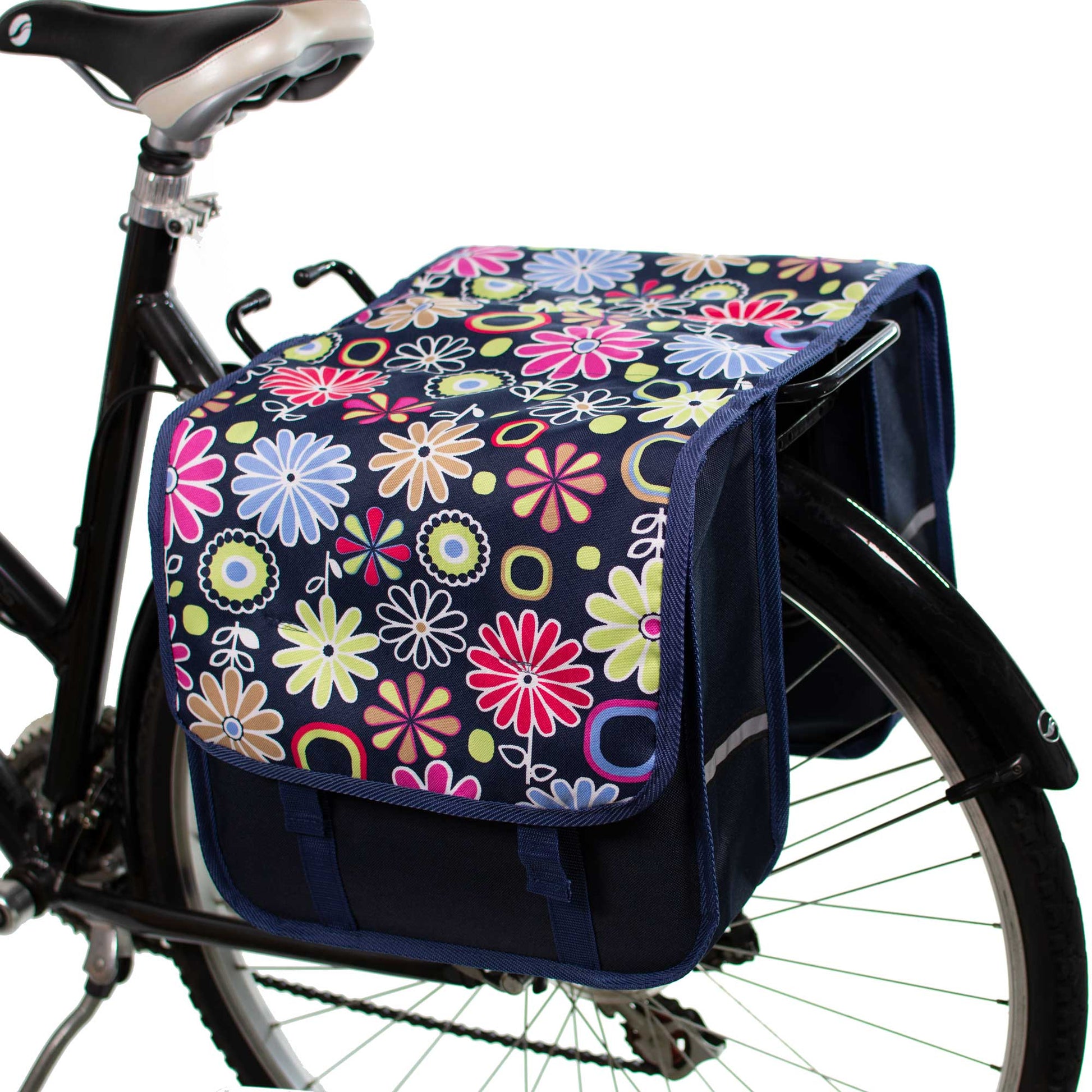 BikyBag Classic CL Bicycle Double Pannier Bag (Pink Daisy)