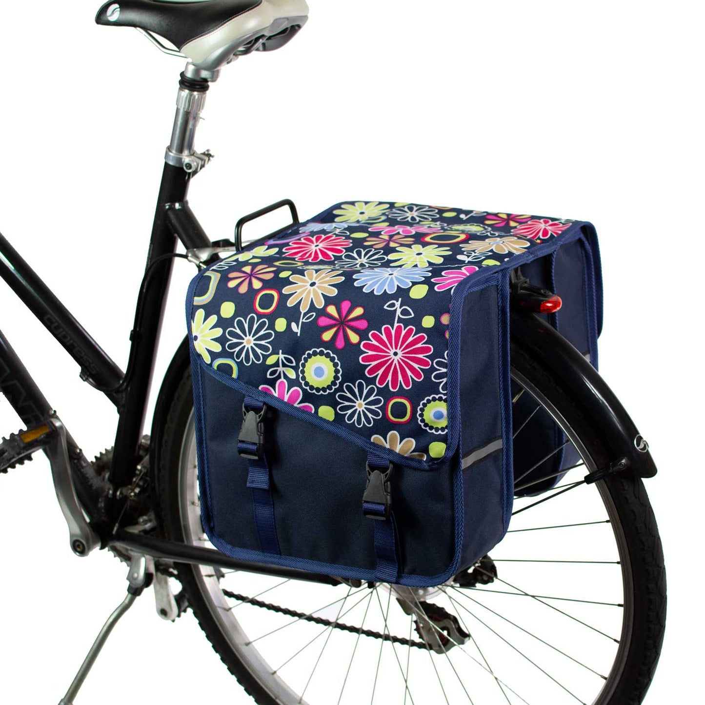 BikyBag Classic CS - Bicycle Double Panniers (Pink Daisy Flowers) - BikyBag